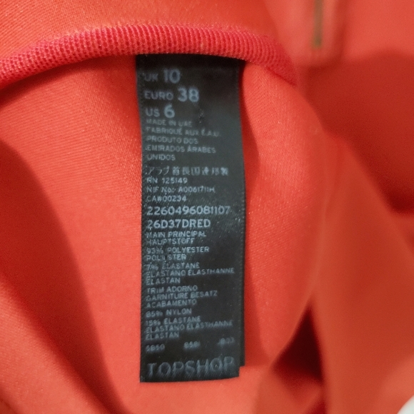 TOPSHOP Petite Bodycon Mini Dress Red Size 6P - Picture 4 of 6